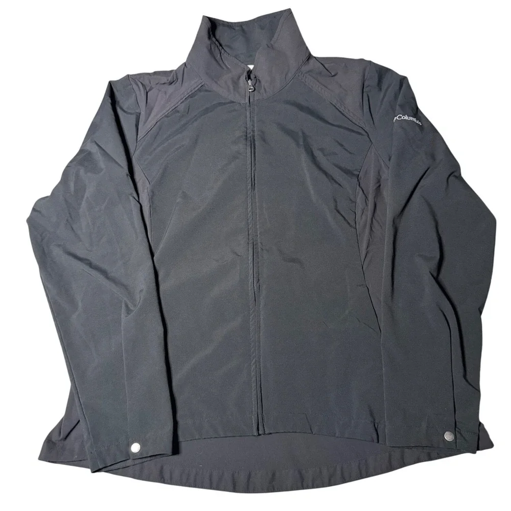 Columbia Sportswear Womens XL Black Full Zip Jacket AL3092 Mock Neck Lightweight